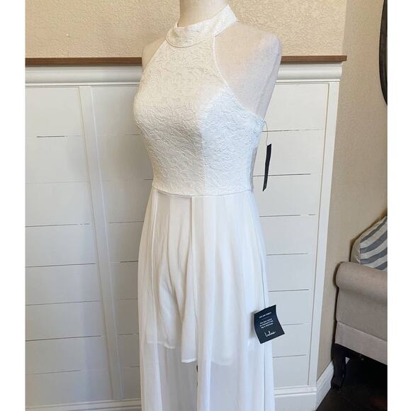 Lulus Love Speaks White Lace Halter Maxi Romper Wedding dress S - BNWT - Picture 8 of 16